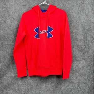 Under Armour Neon Pink‎ Hoodie S ColdGear Logo Pullover Womens